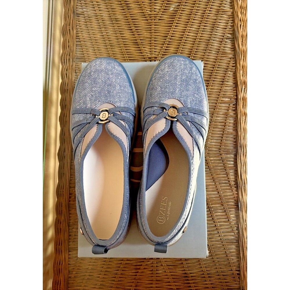 Bzees by LifeStride Niche Size 7.5M Washed Denim Blue Slip On Shoe Comfort!